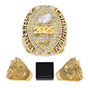 Fantasy Football Championship Ring Gold Trophy Award Premium Winner Jewelry